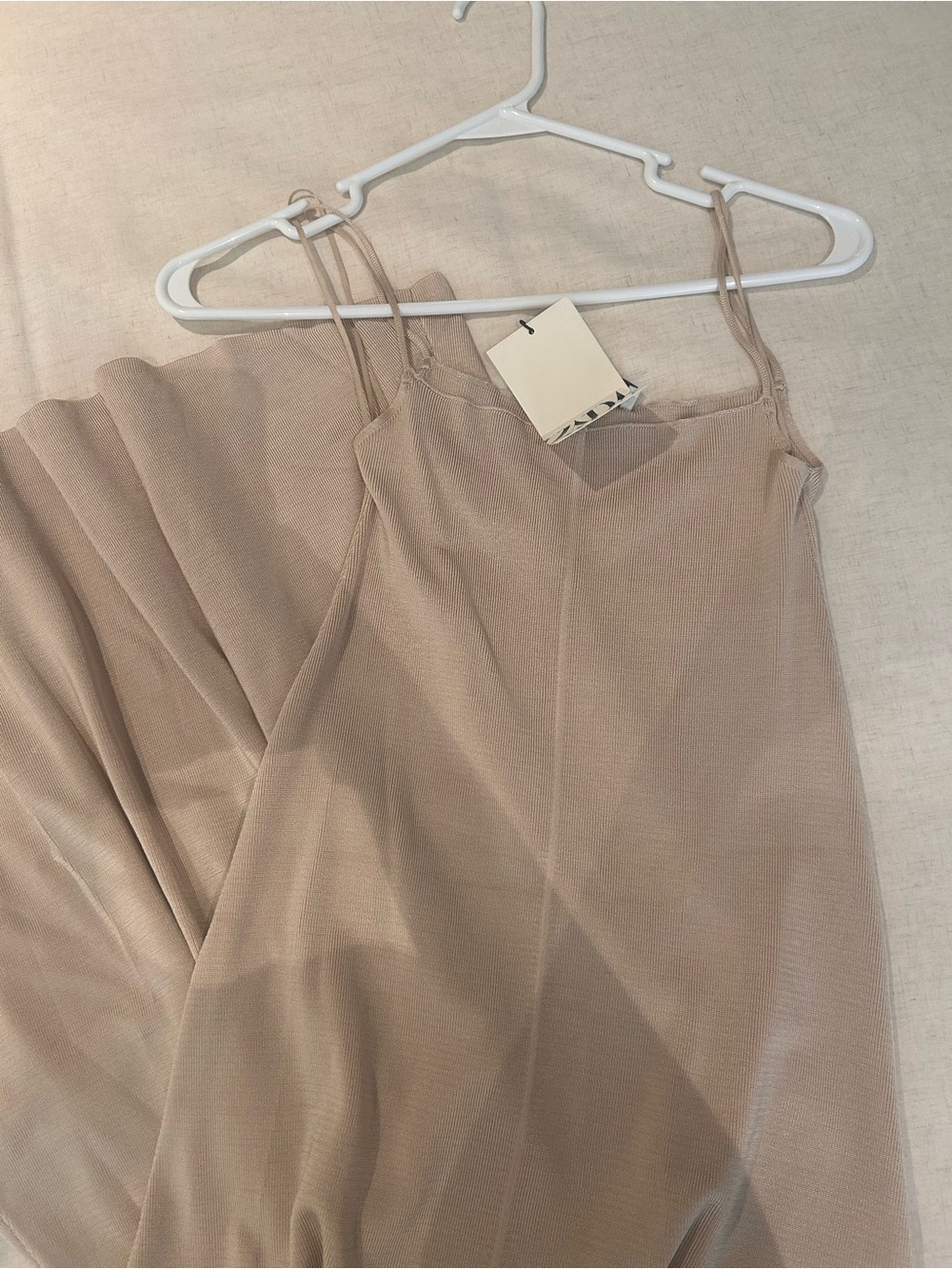 Zara Light Beige Knit Top with Crew Neck